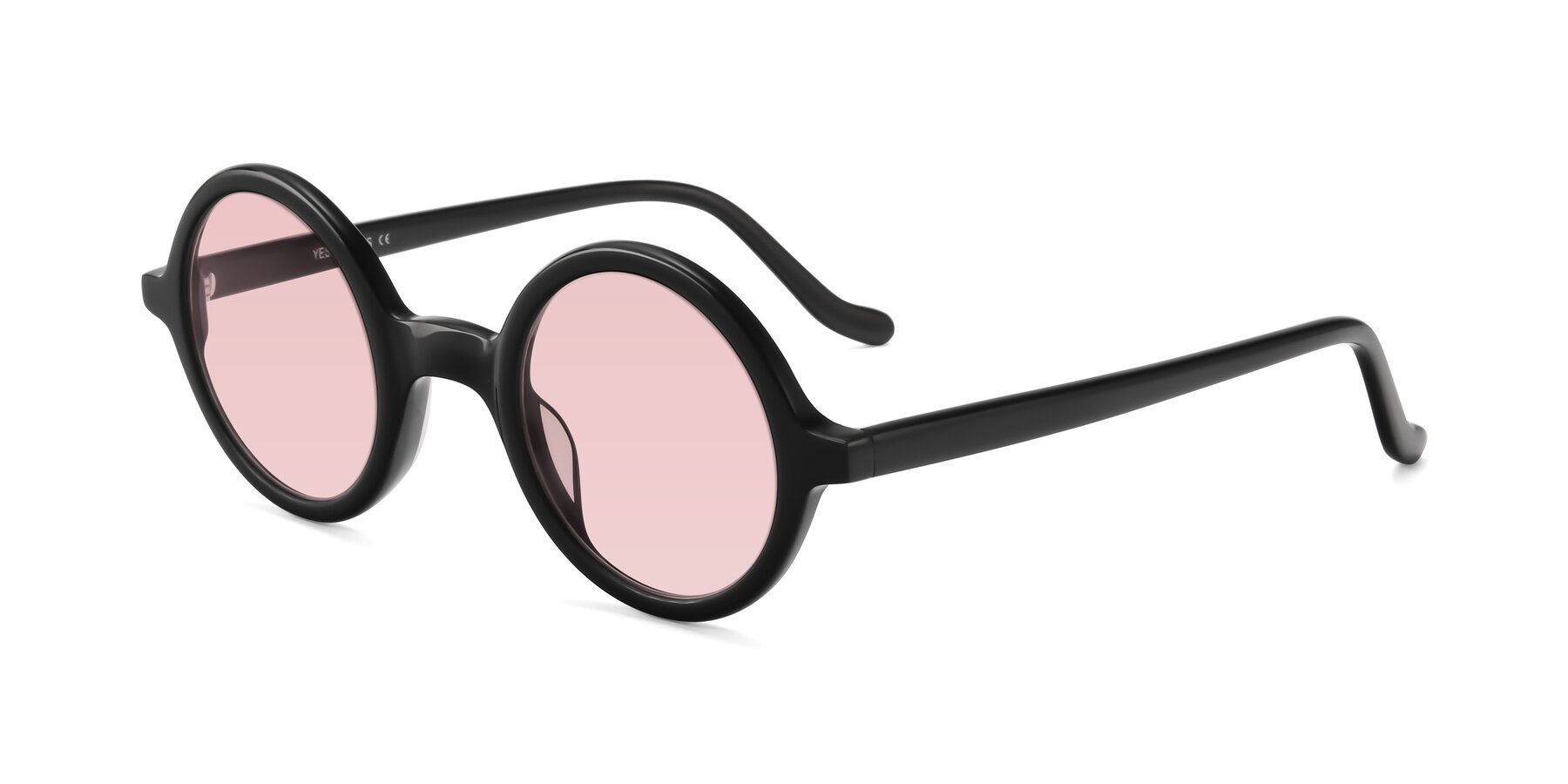 Angle of Chaplin in Black with Light Garnet Tinted Lenses