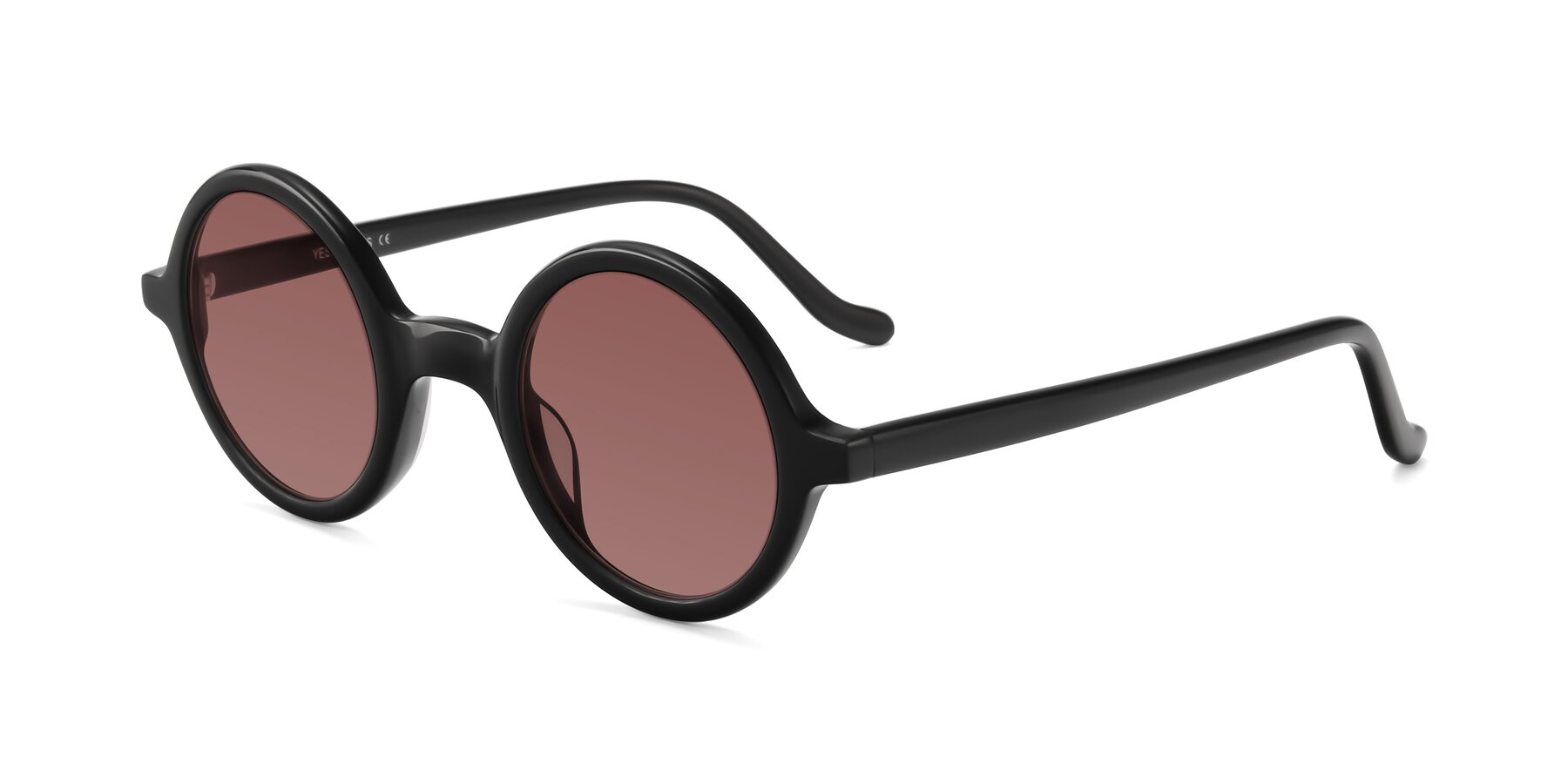 Angle of Chaplin in Black with Garnet Tinted Lenses