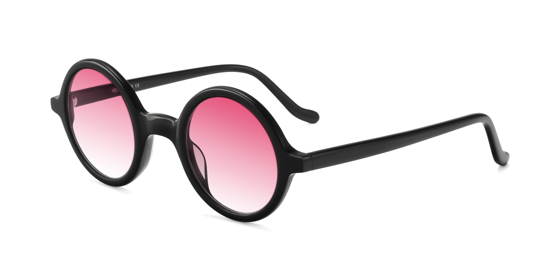 Angle of Chaplin in Black with Pink Gradient Lenses