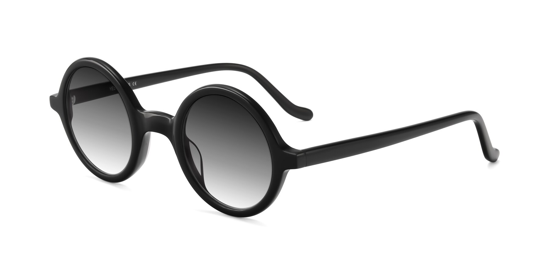 Angle of Chaplin in Black with Gray Gradient Lenses