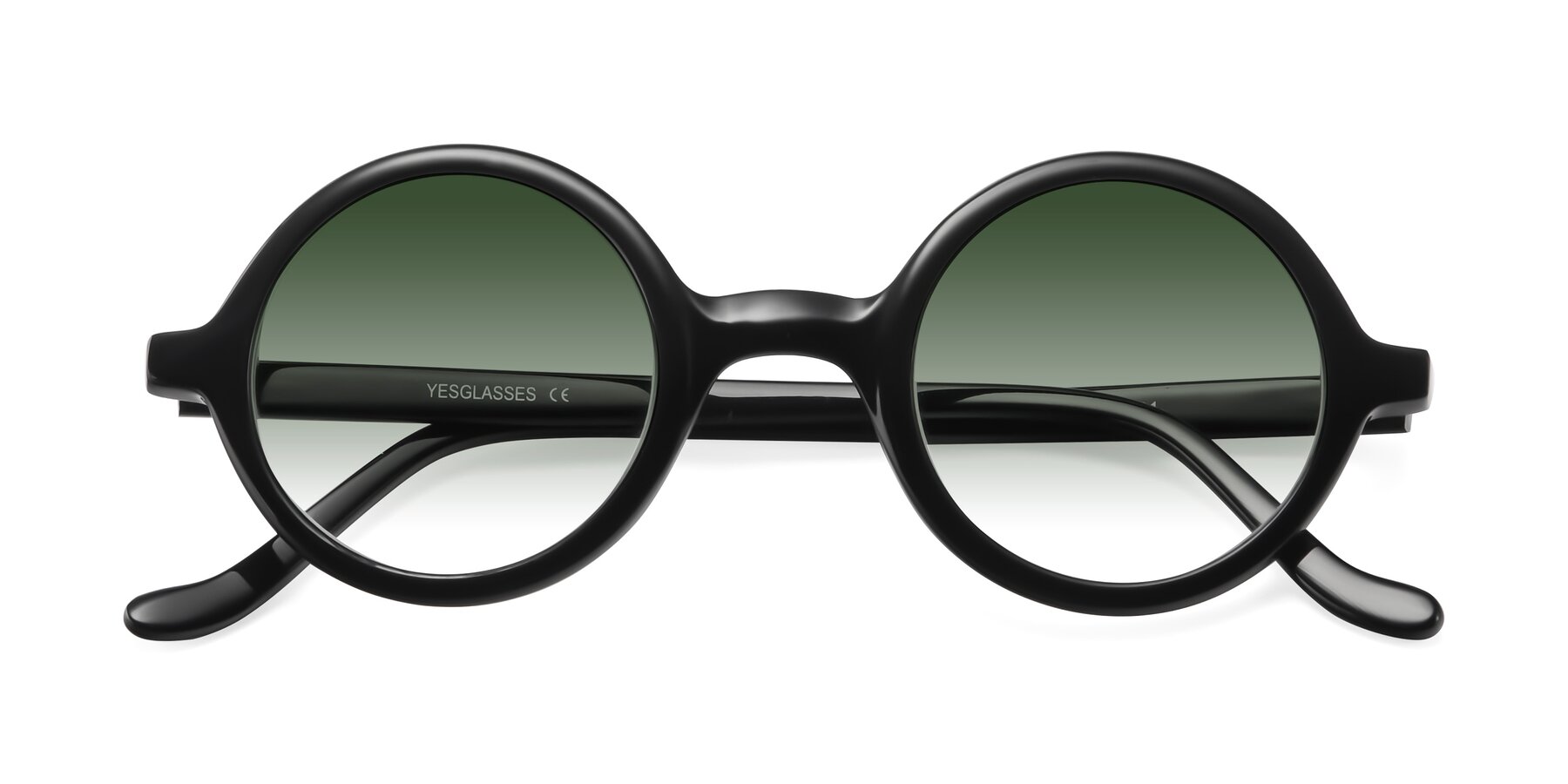 Folded Front of Chaplin in Black with Green Gradient Lenses