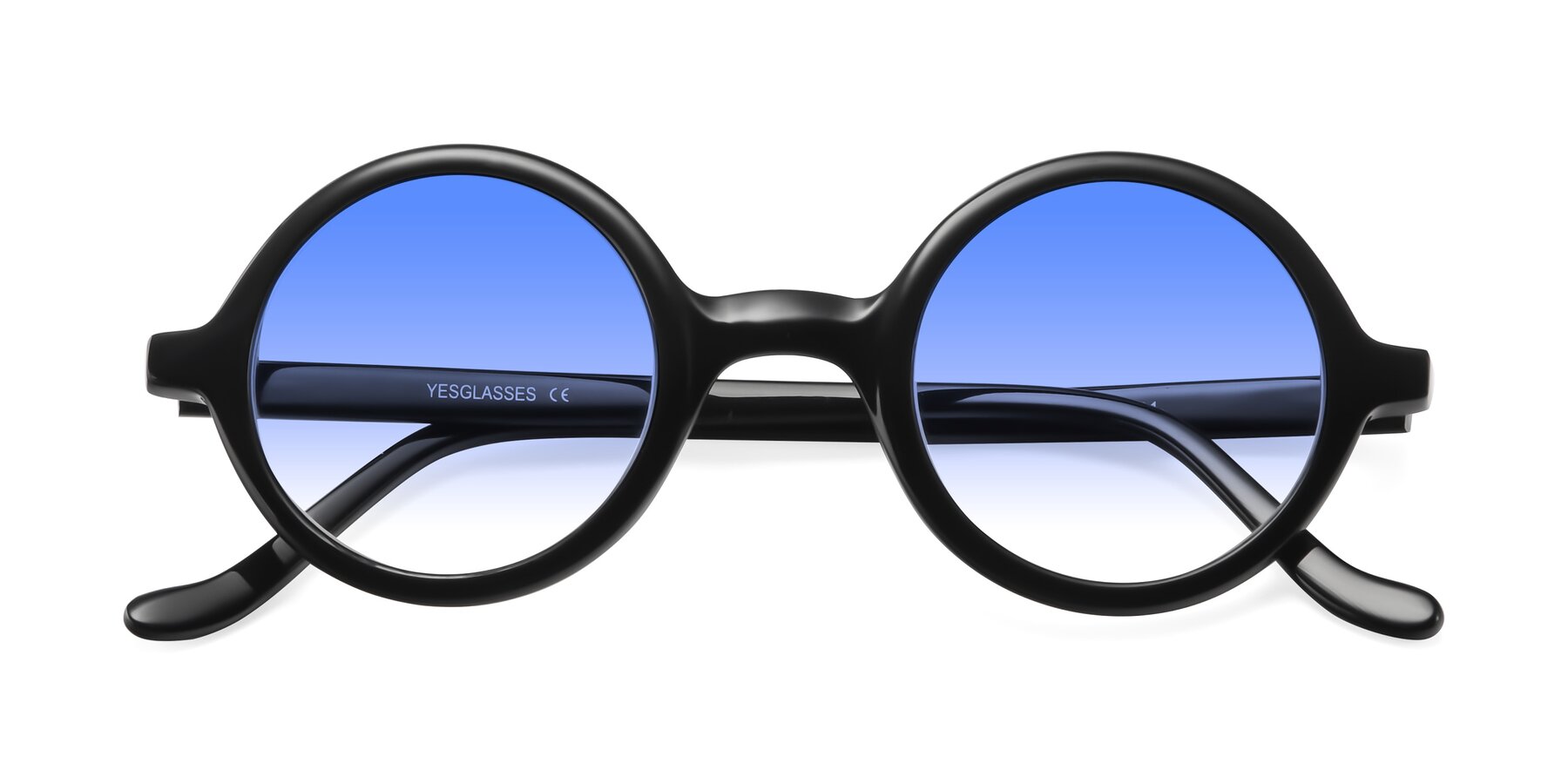 Folded Front of Chaplin in Black with Blue Gradient Lenses