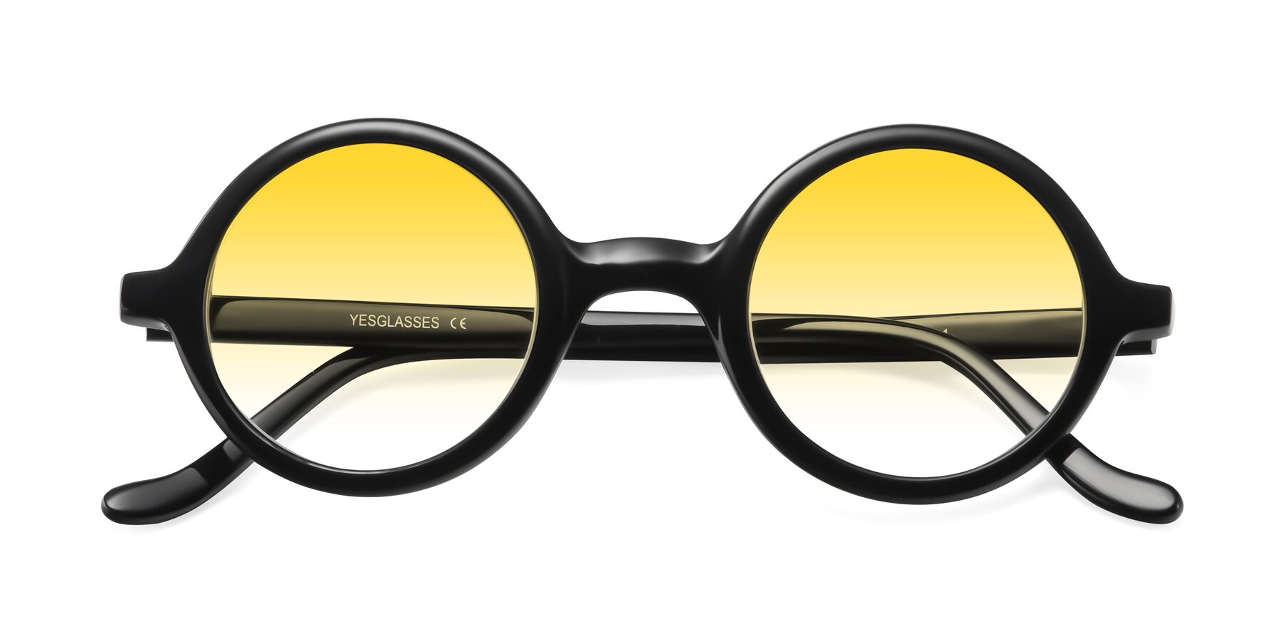 Folded Front of Chaplin in Black with Yellow Gradient Lenses