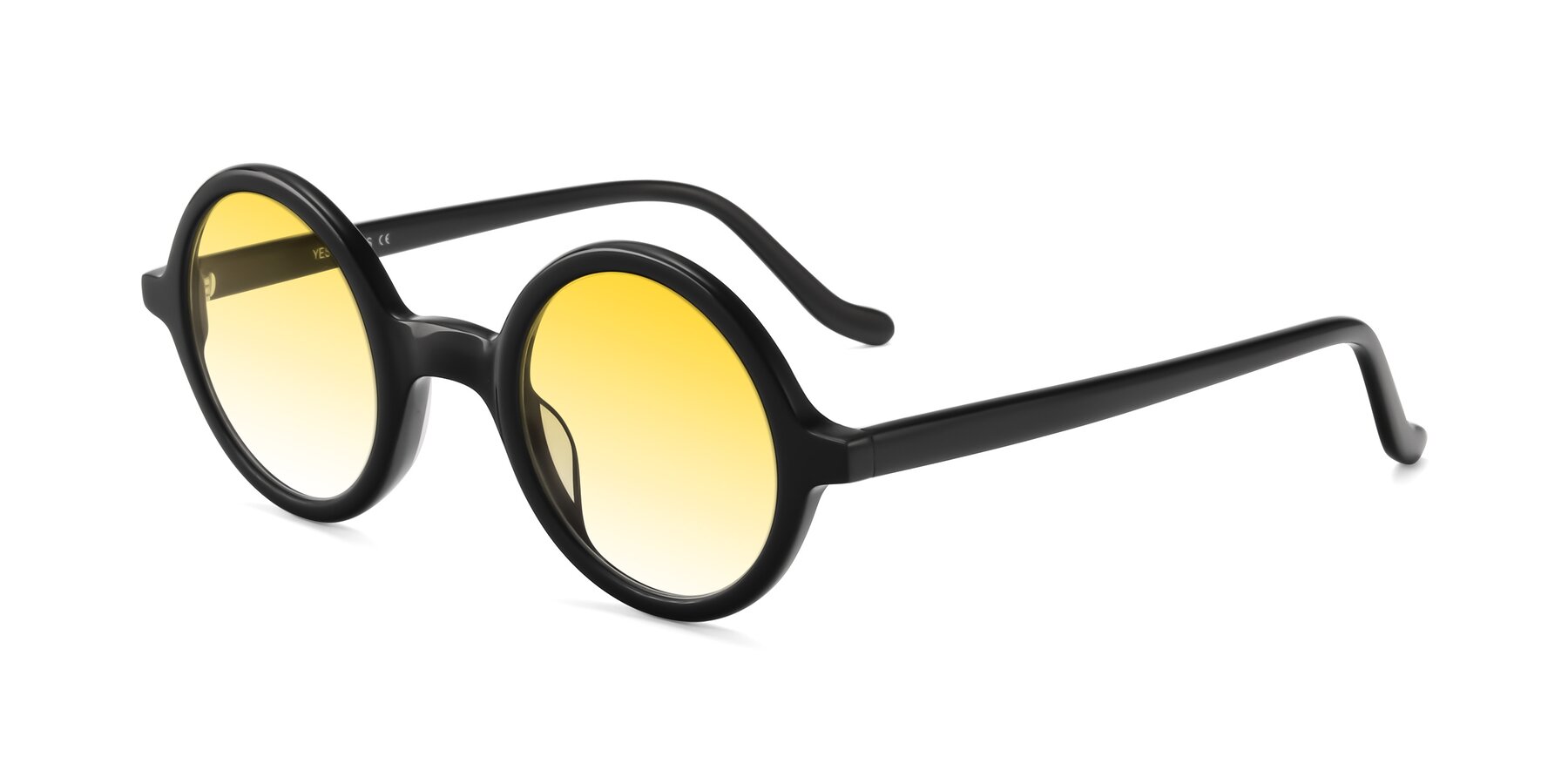 Angle of Chaplin in Black with Yellow Gradient Lenses