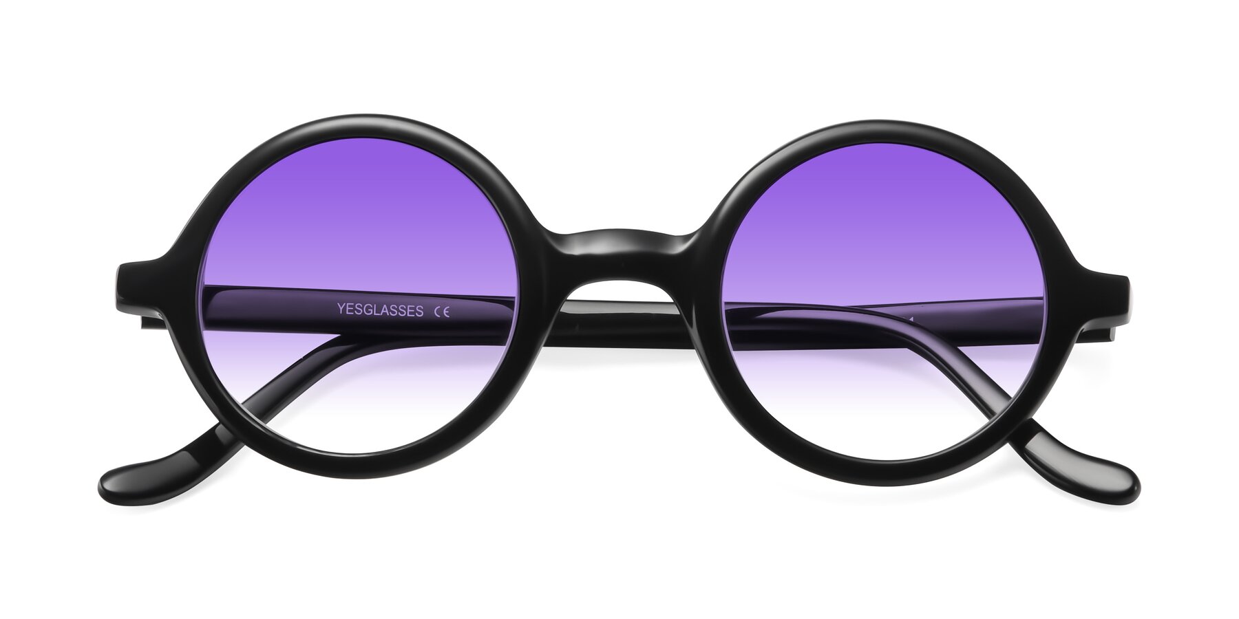 Folded Front of Chaplin in Black with Purple Gradient Lenses