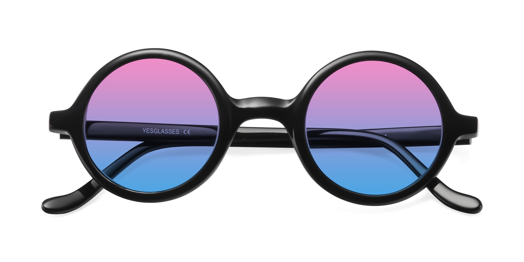 Folded Front of Chaplin in Black with Pink / Blue Gradient Lenses