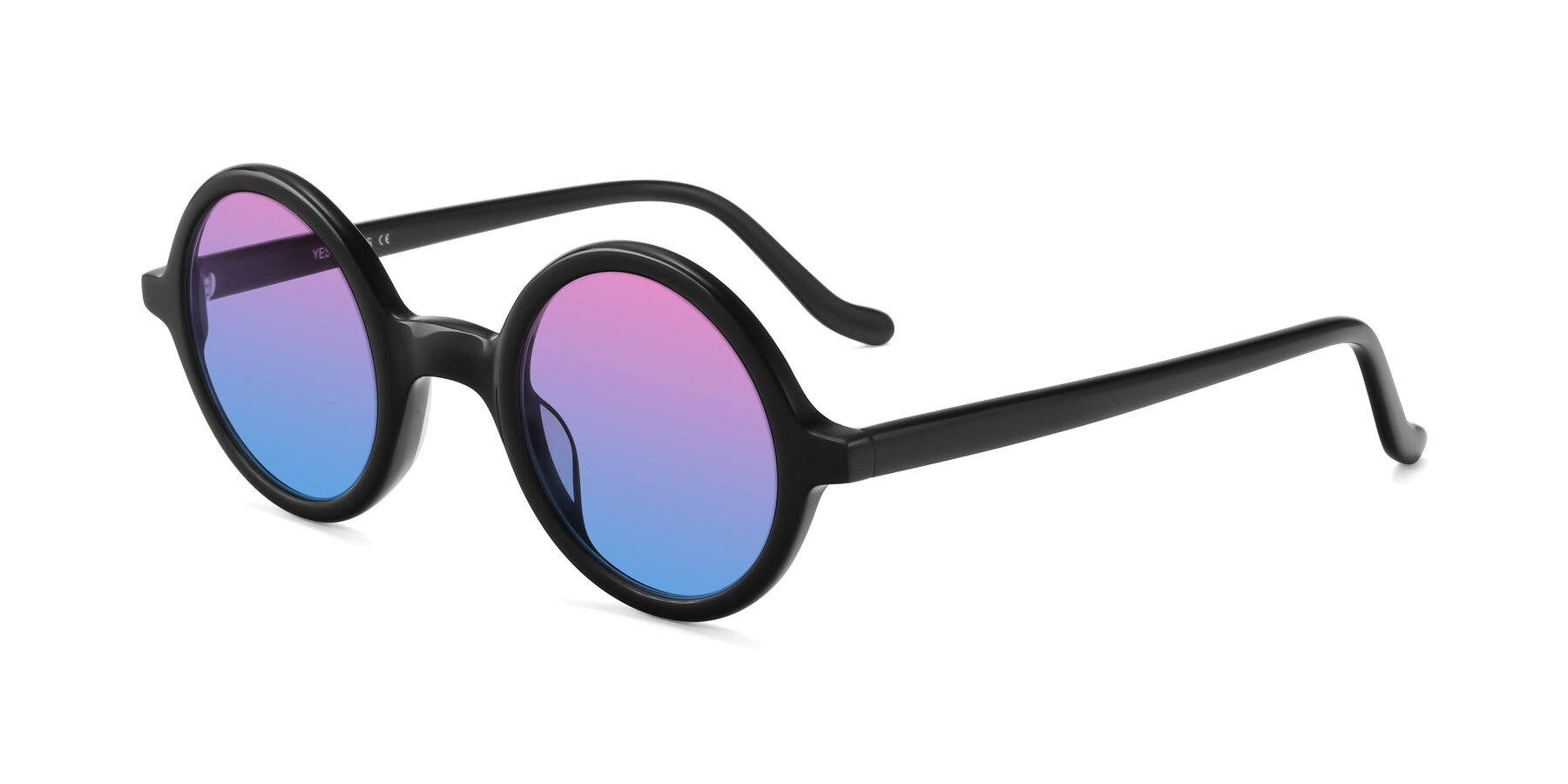 Angle of Chaplin in Black with Pink / Blue Gradient Lenses