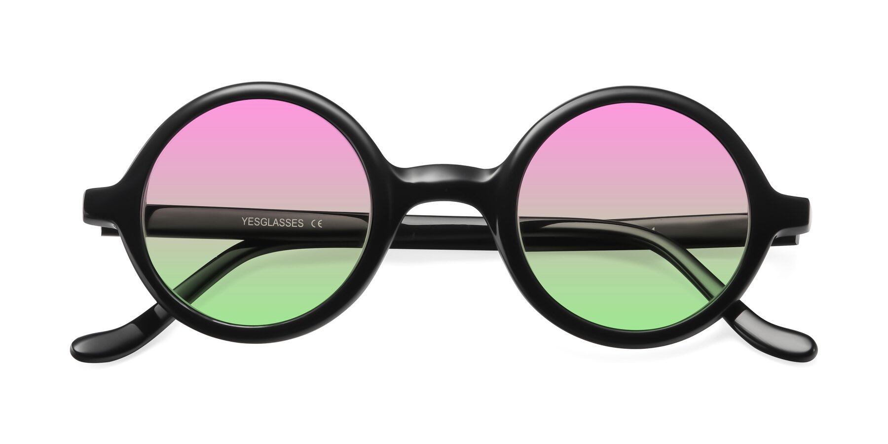 Folded Front of Chaplin in Black with Pink / Green Gradient Lenses