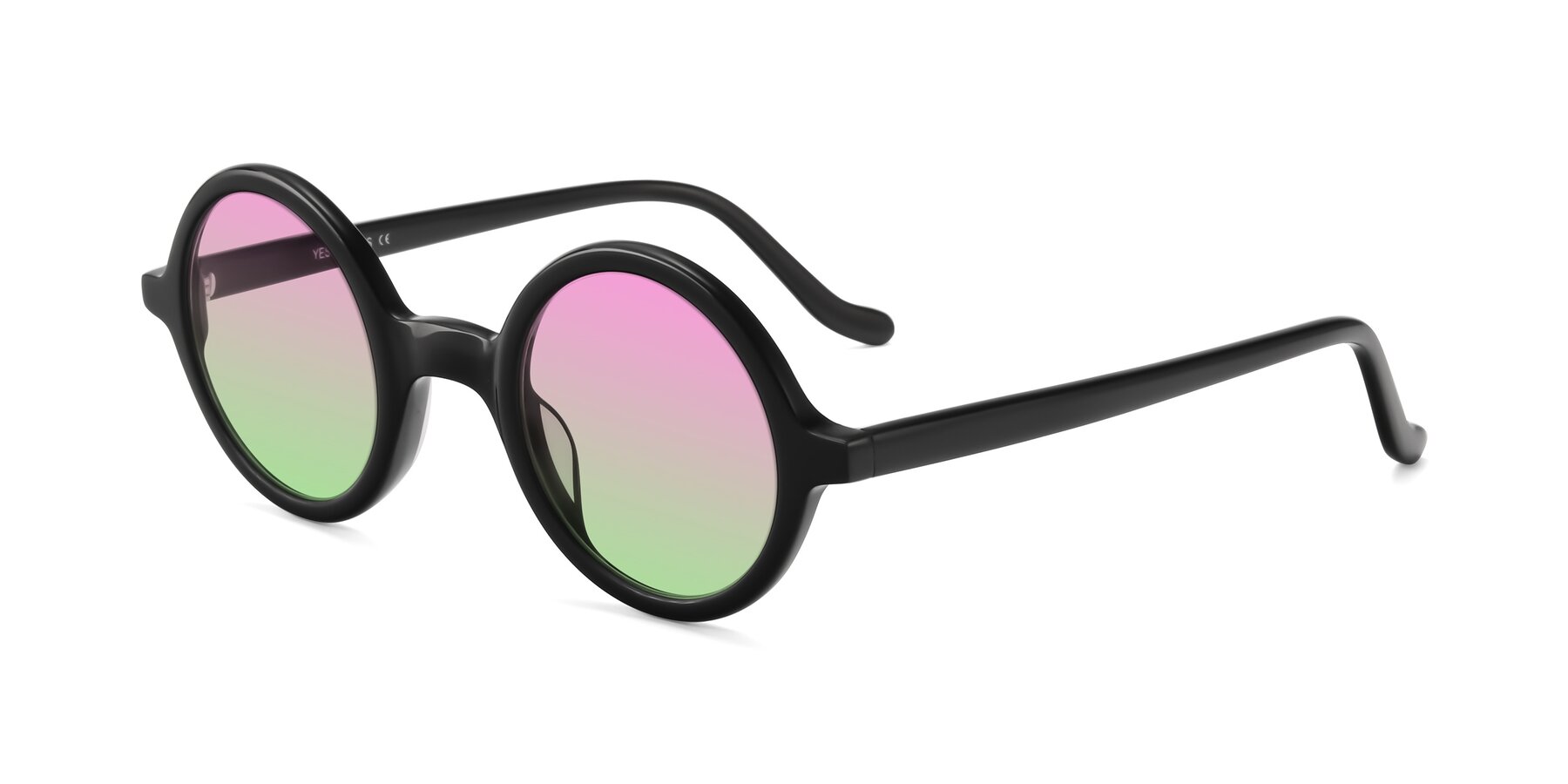 Angle of Chaplin in Black with Pink / Green Gradient Lenses