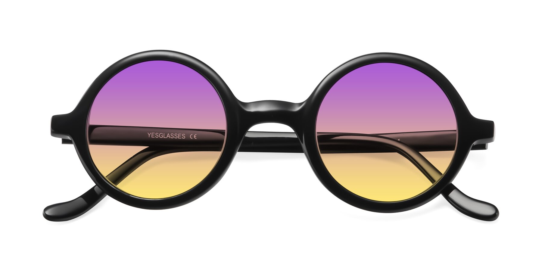 Folded Front of Chaplin in Black with Purple / Yellow Gradient Lenses