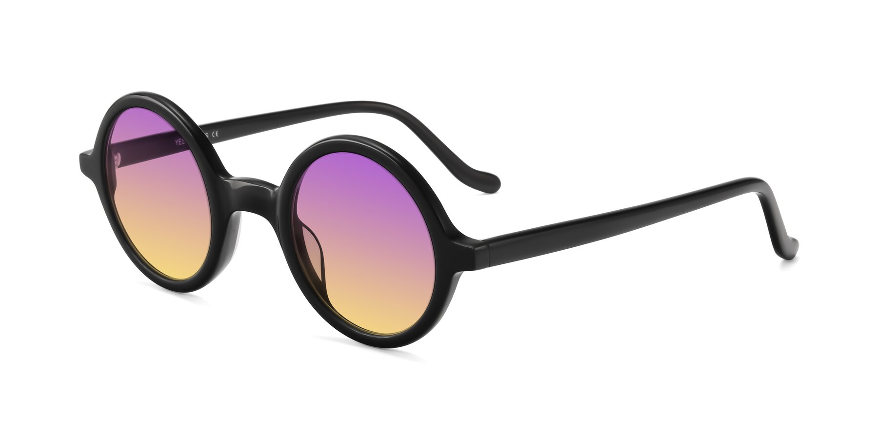 Angle of Chaplin in Black with Purple / Yellow Gradient Lenses