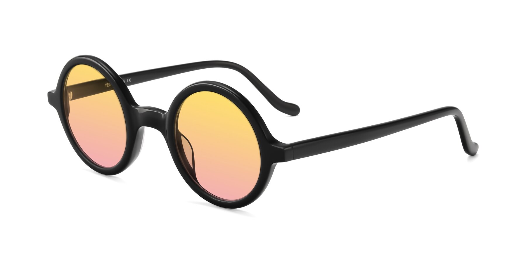 Angle of Chaplin in Black with Yellow / Pink Gradient Lenses