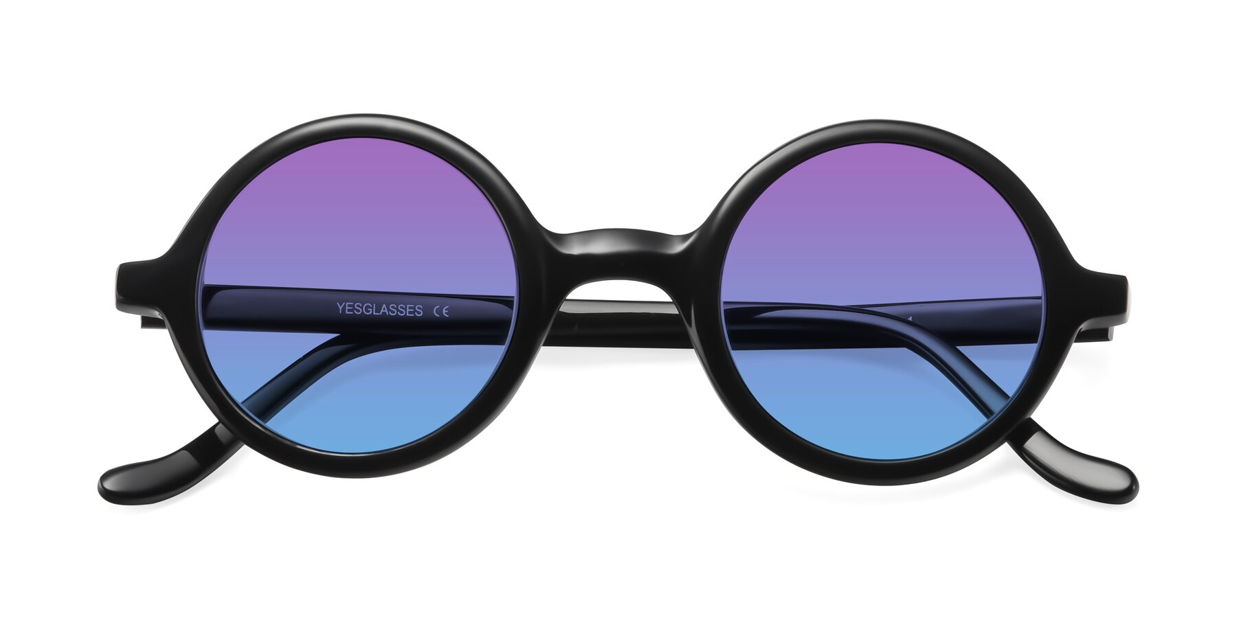 Folded Front of Chaplin in Black with Purple / Blue Gradient Lenses