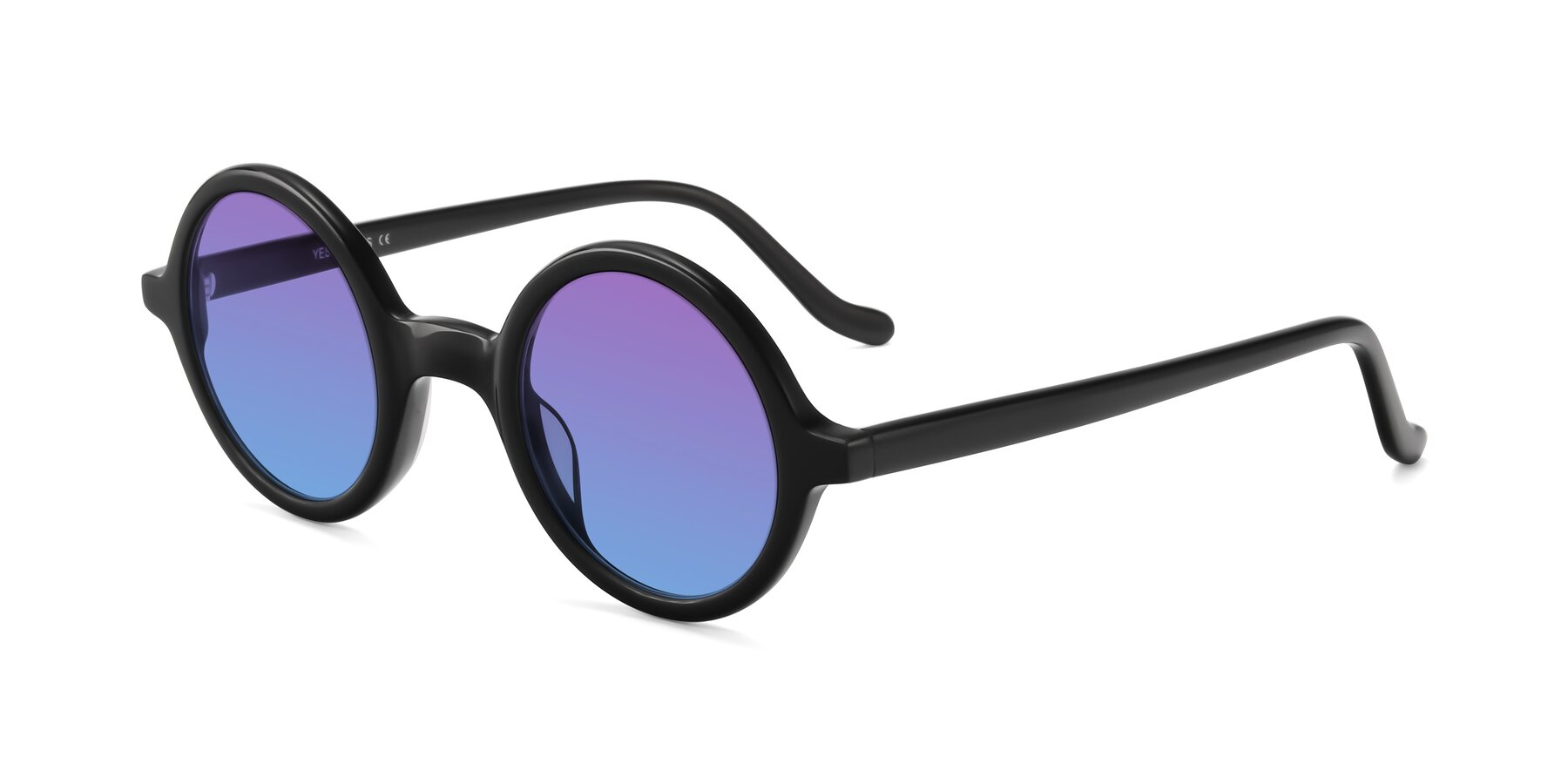 Angle of Chaplin in Black with Purple / Blue Gradient Lenses