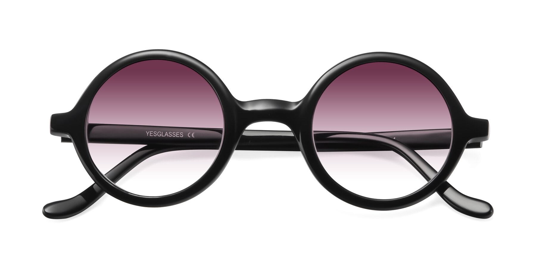 Folded Front of Chaplin in Black with Wine Gradient Lenses