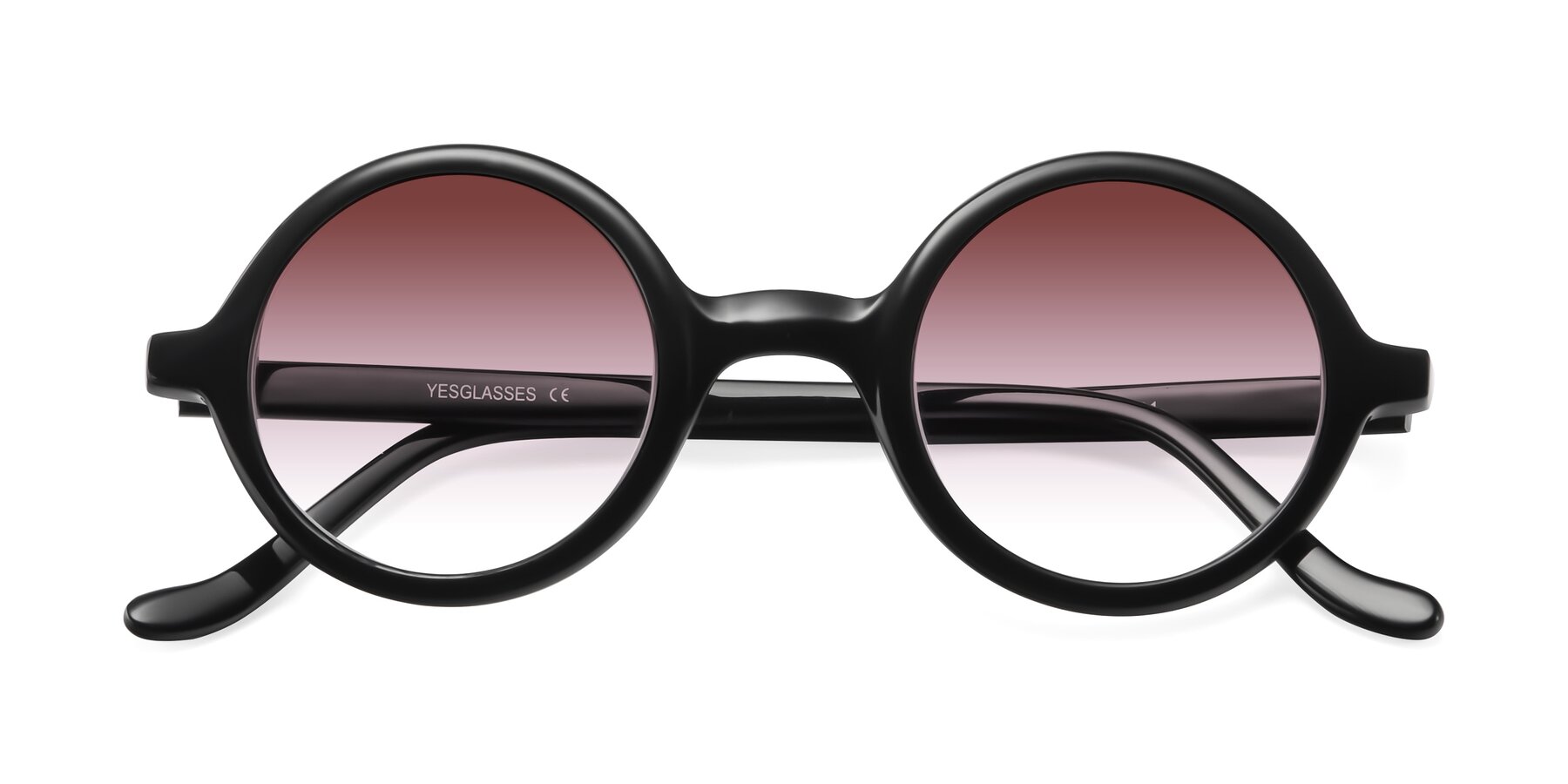 Folded Front of Chaplin in Black with Garnet Gradient Lenses