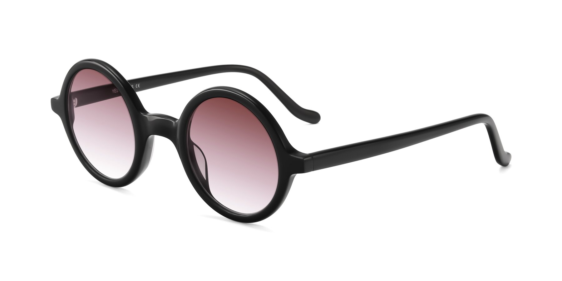 Angle of Chaplin in Black with Garnet Gradient Lenses