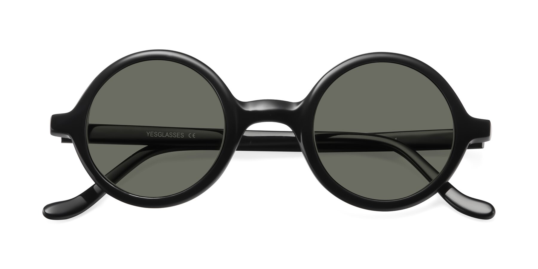 Folded Front of Chaplin in Black with Gray Polarized Lenses