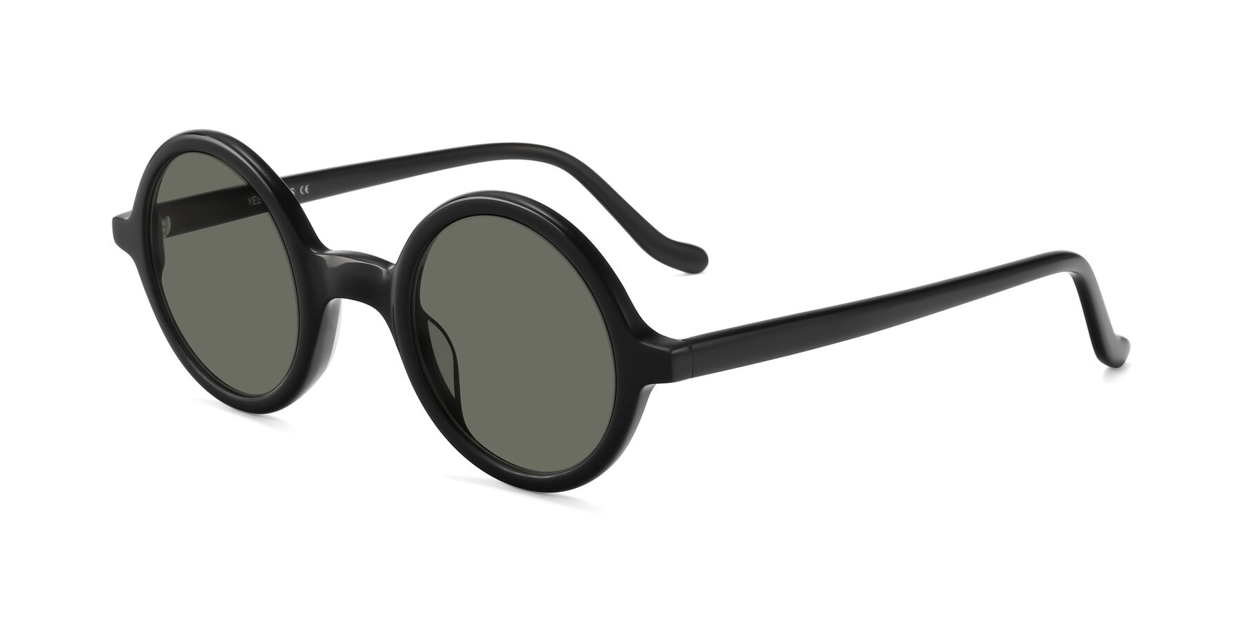 Angle of Chaplin in Black with Gray Polarized Lenses