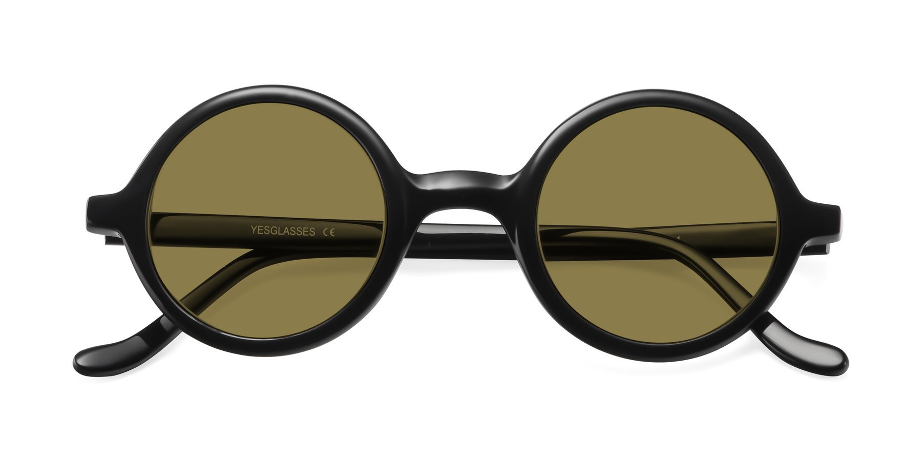 Folded Front of Chaplin in Black with Brown Polarized Lenses