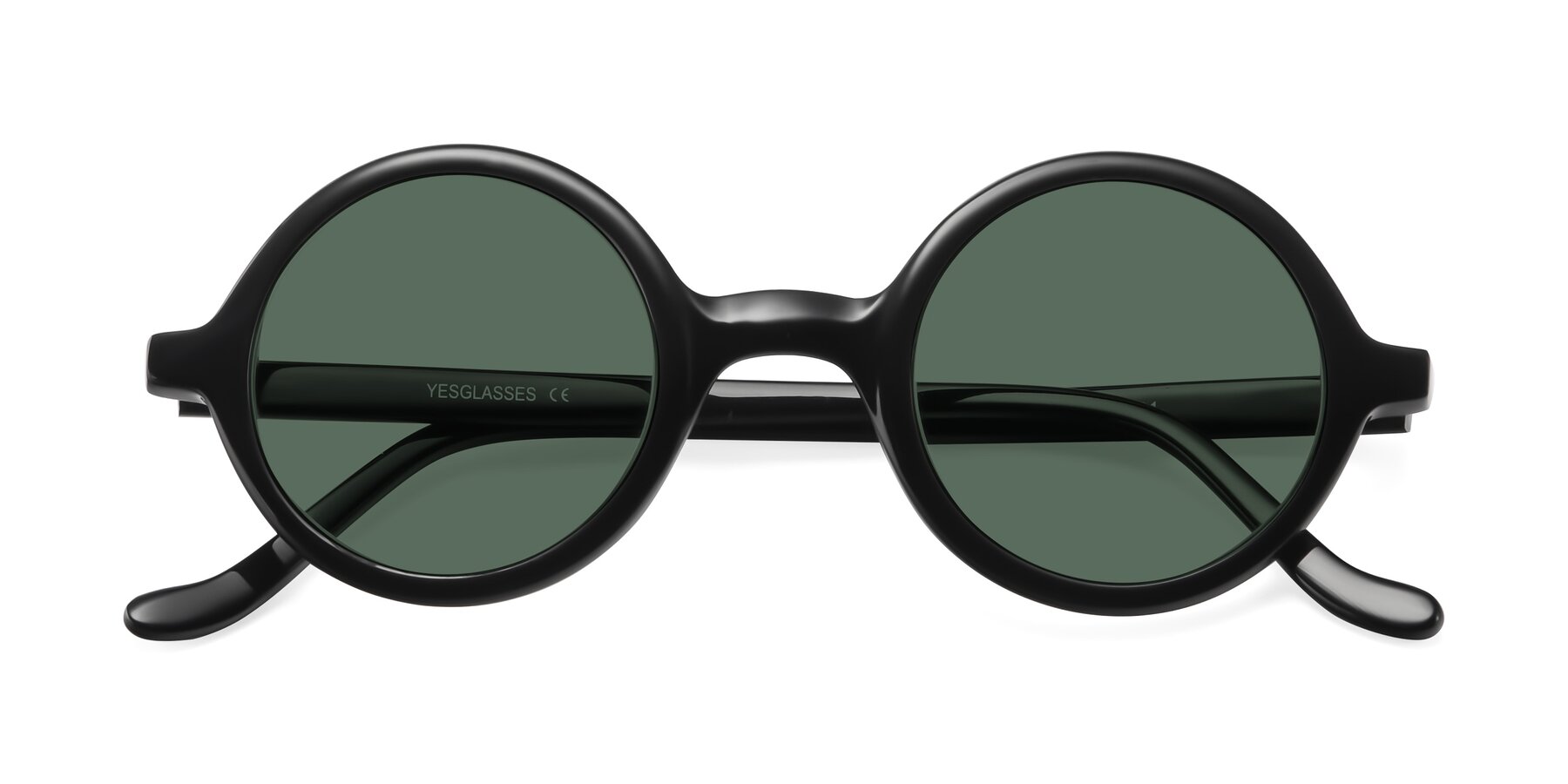 Folded Front of Chaplin in Black with Green Polarized Lenses