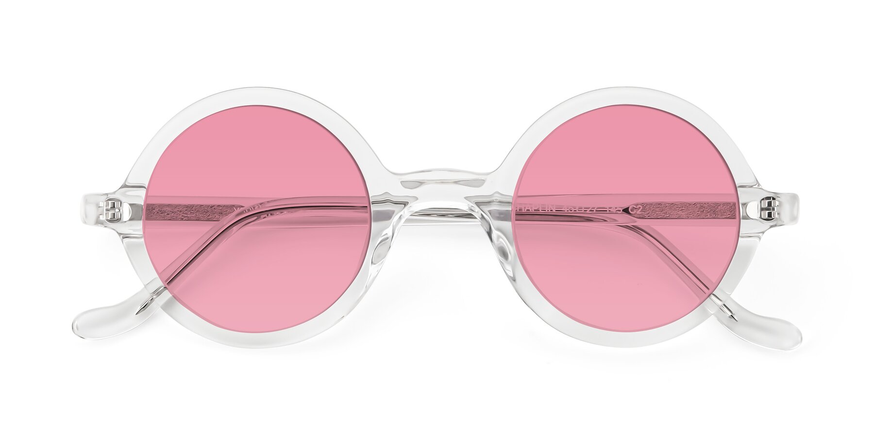 Folded Front of Chaplin in Clear with Medium Pink Tinted Lenses