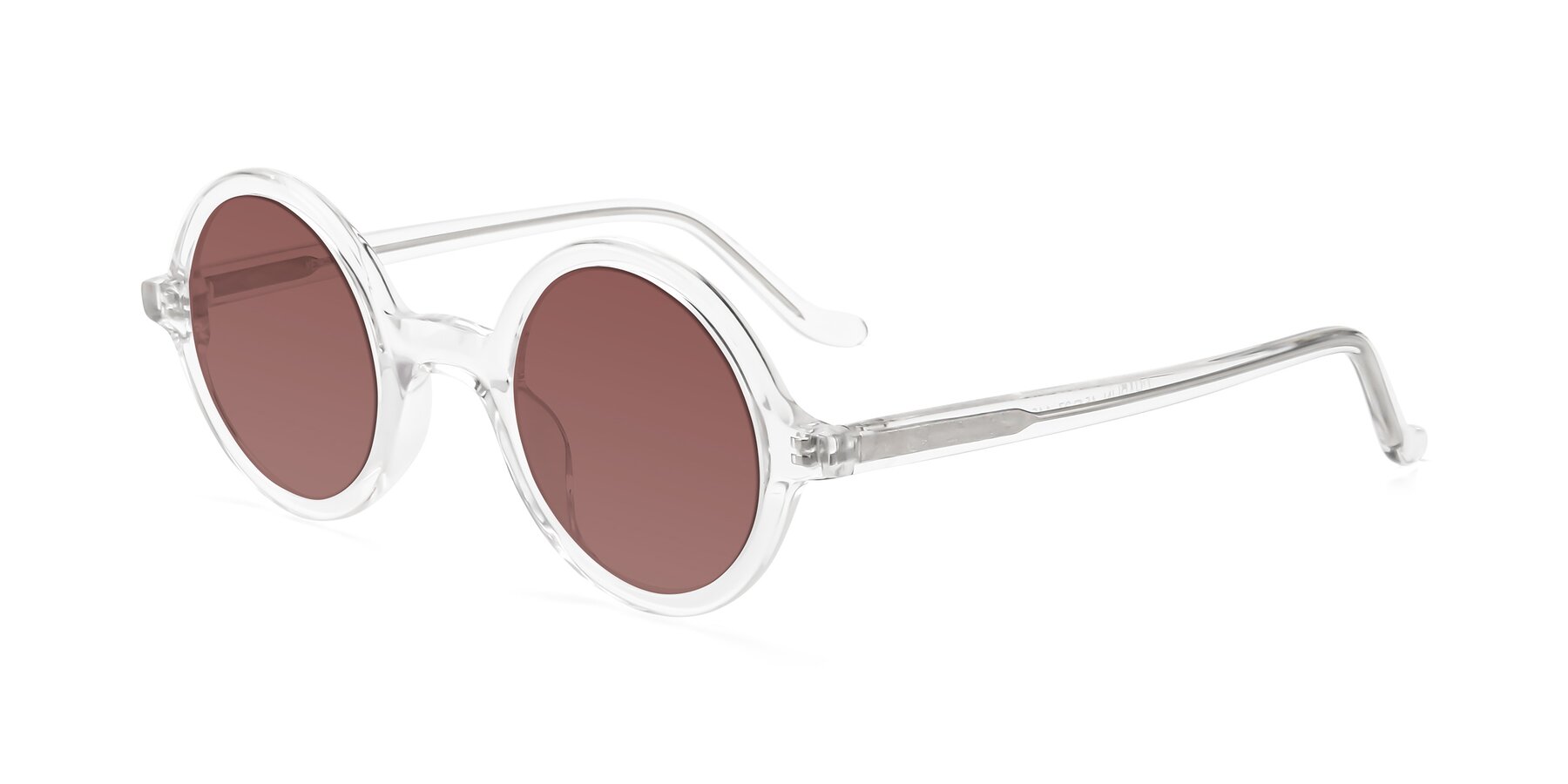 Angle of Chaplin in Clear with Garnet Tinted Lenses