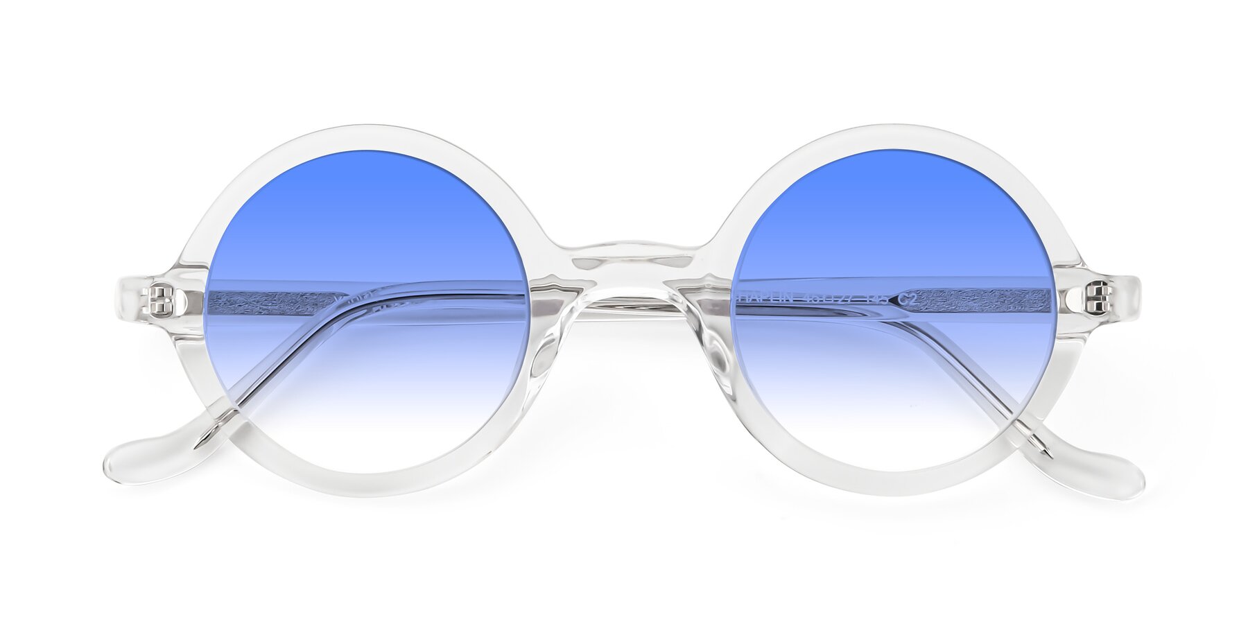 Folded Front of Chaplin in Clear with Blue Gradient Lenses