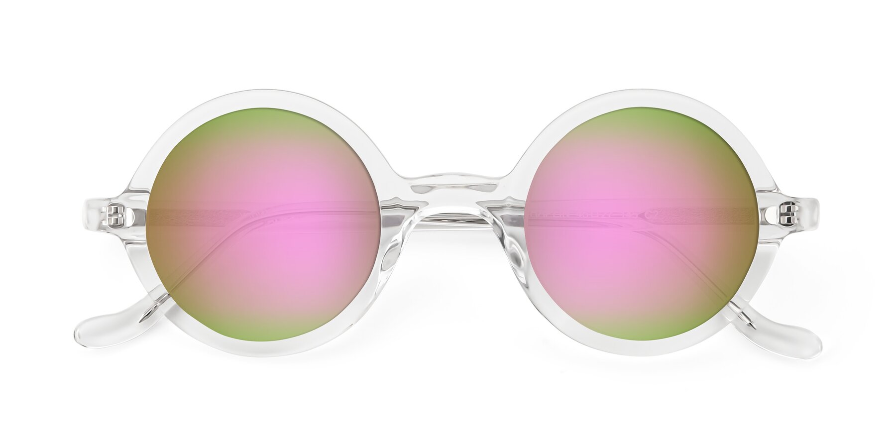 Folded Front of Chaplin in Clear with Pink Mirrored Lenses