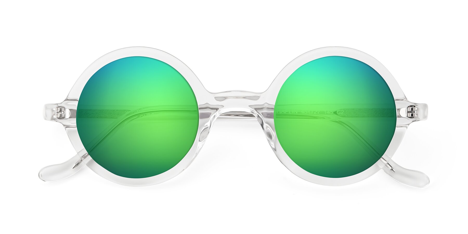 Folded Front of Chaplin in Clear with Green Mirrored Lenses