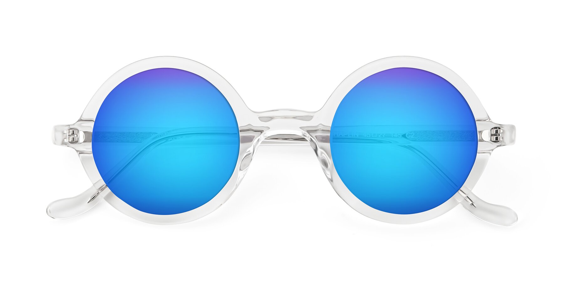 Folded Front of Chaplin in Clear with Blue Mirrored Lenses