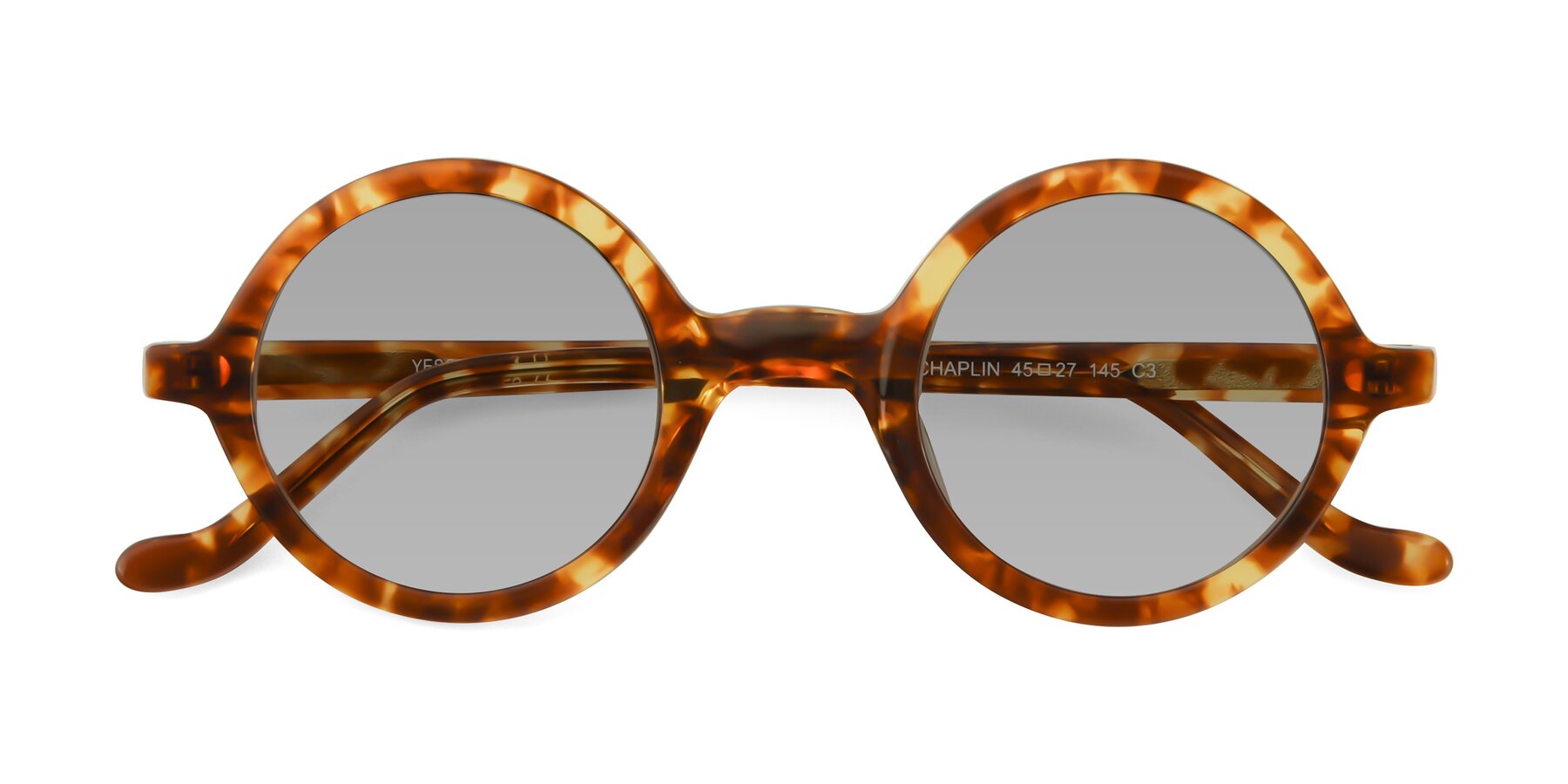 Folded Front of Chaplin in Tortoise with Light Gray Tinted Lenses