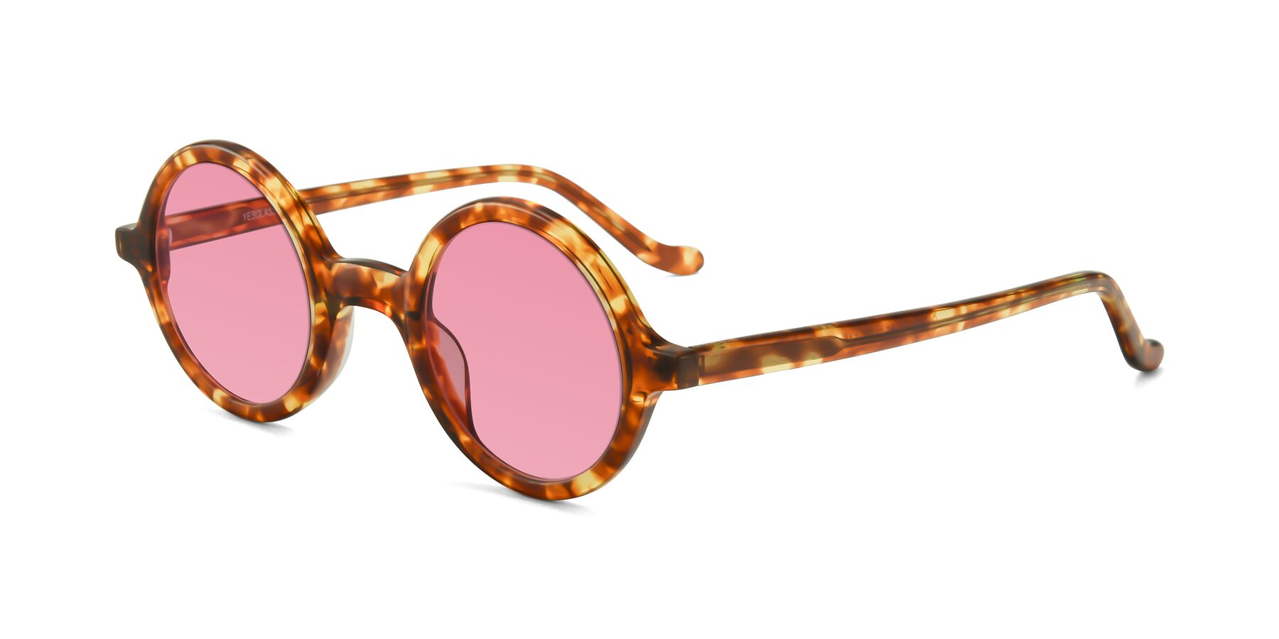 Angle of Chaplin in Tortoise with Pink Tinted Lenses
