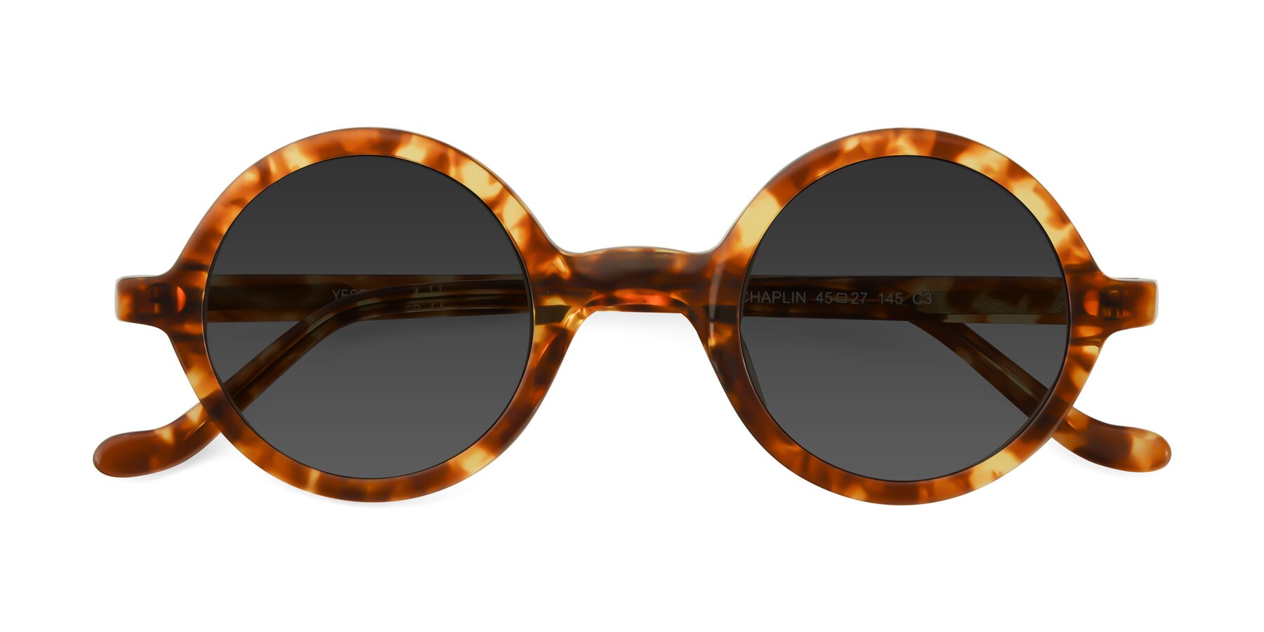 Folded Front of Chaplin in Tortoise with Gray Tinted Lenses