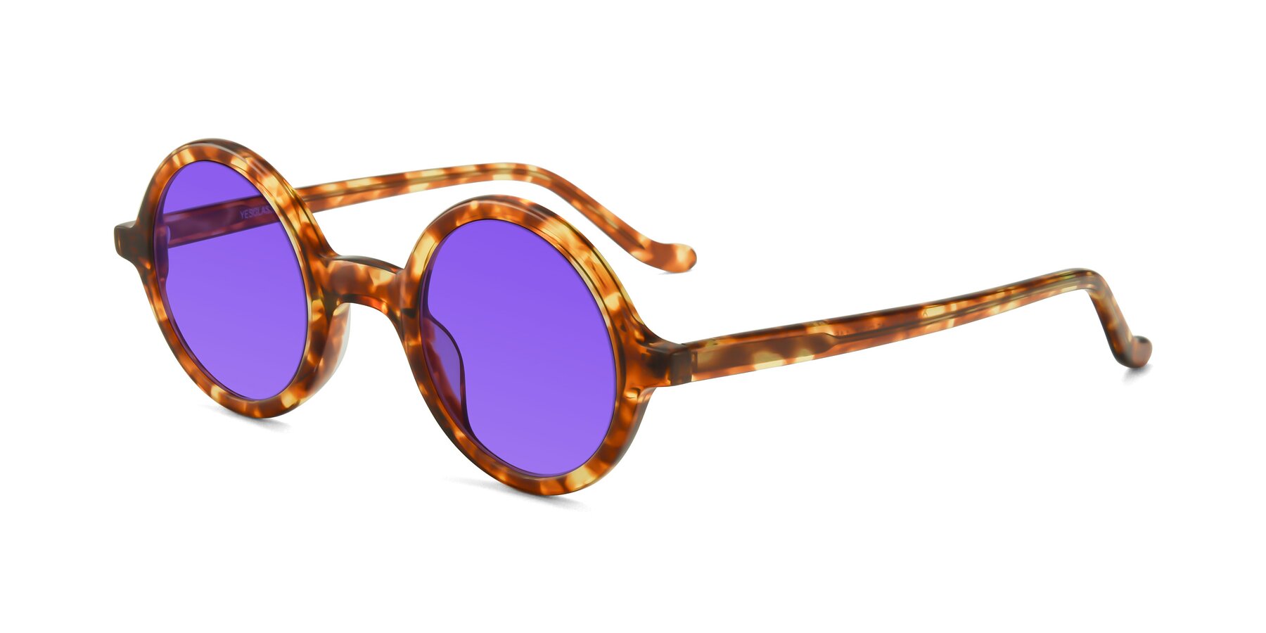 Angle of Chaplin in Tortoise with Purple Tinted Lenses