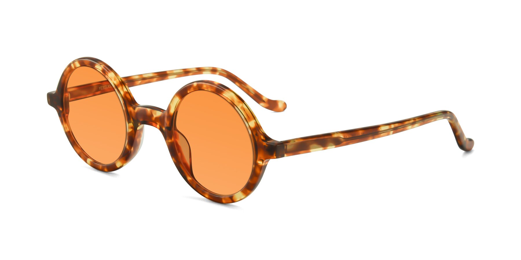 Angle of Chaplin in Tortoise with Orange Tinted Lenses