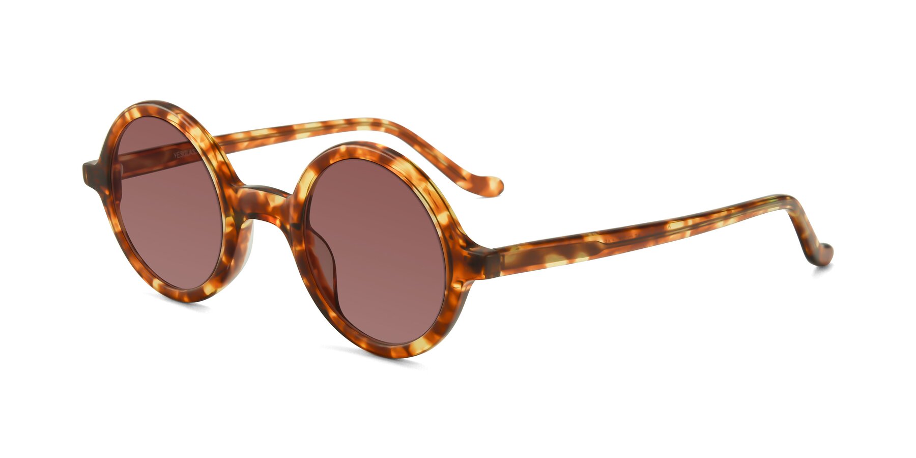 Angle of Chaplin in Tortoise with Garnet Tinted Lenses