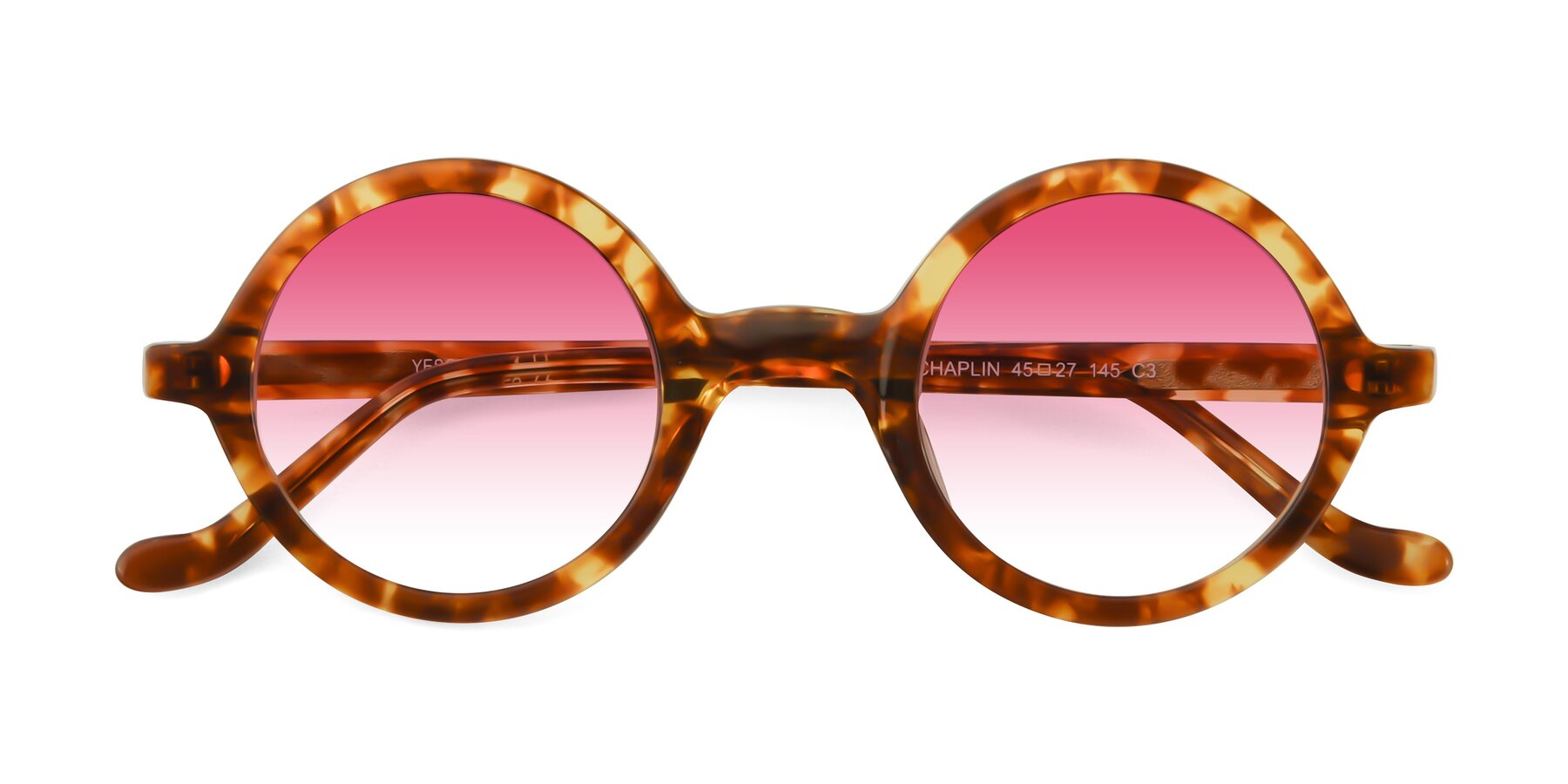 Folded Front of Chaplin in Tortoise with Pink Gradient Lenses