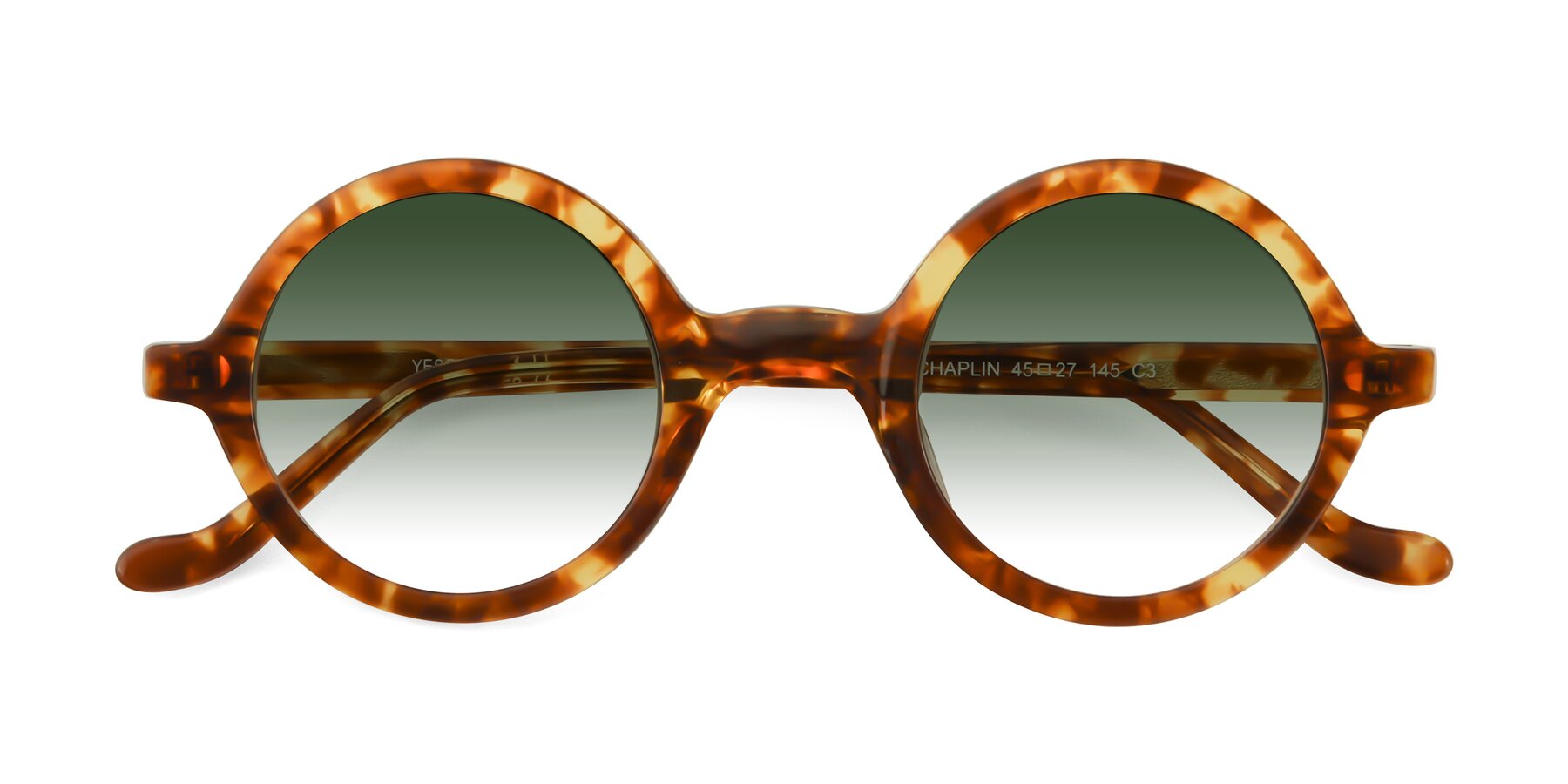 Folded Front of Chaplin in Tortoise with Green Gradient Lenses