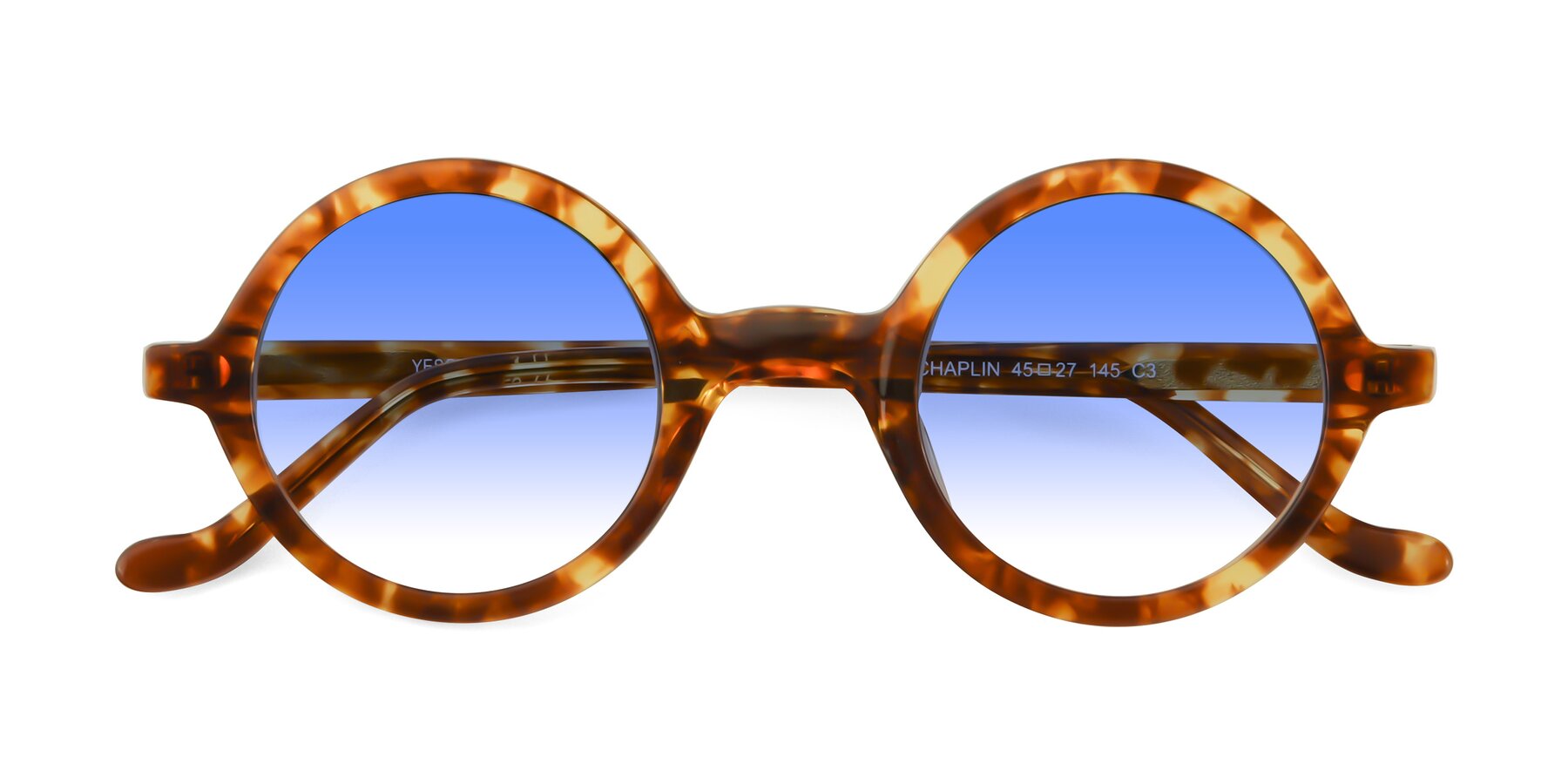 Folded Front of Chaplin in Tortoise with Blue Gradient Lenses