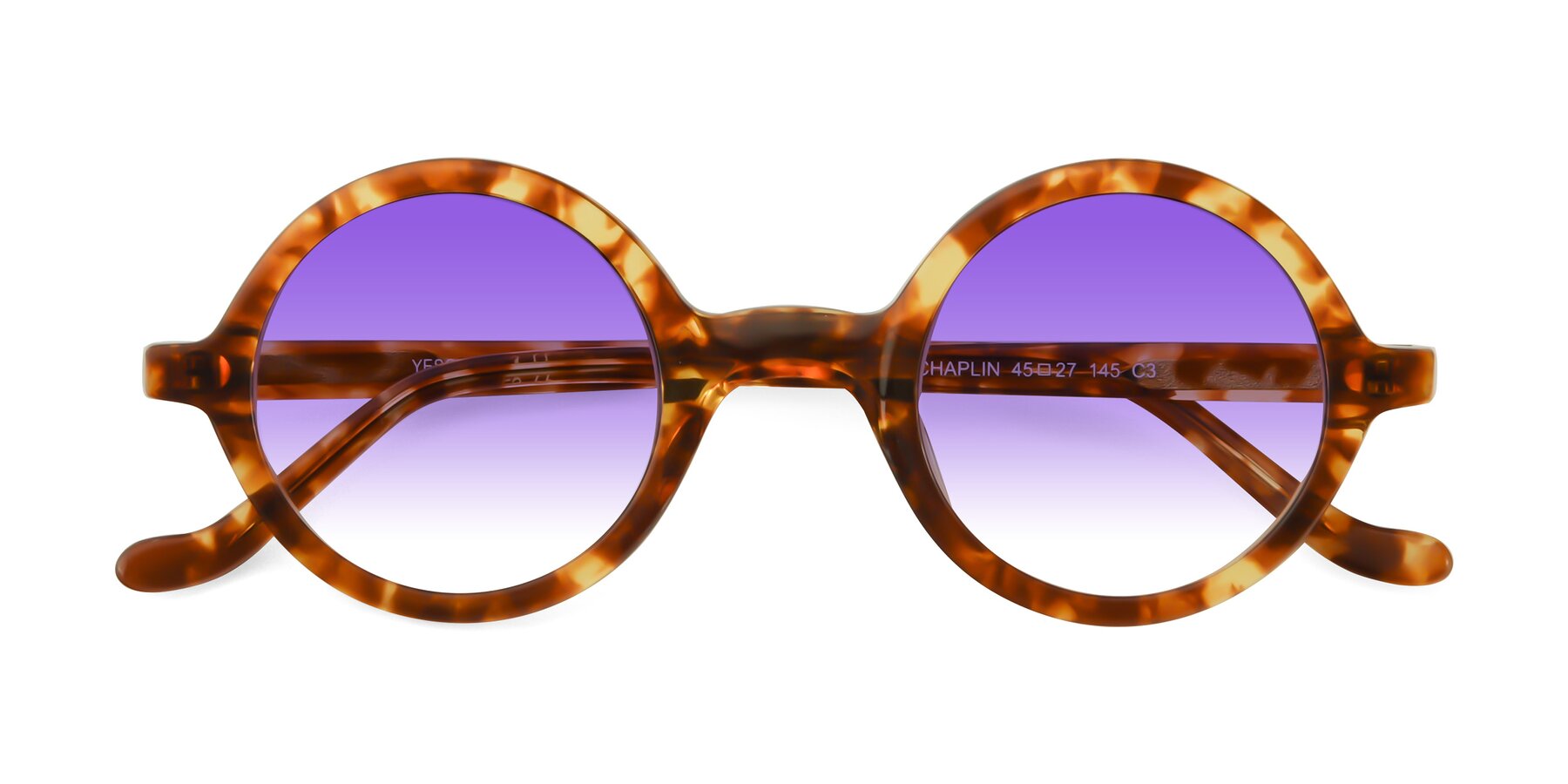 Folded Front of Chaplin in Tortoise with Purple Gradient Lenses