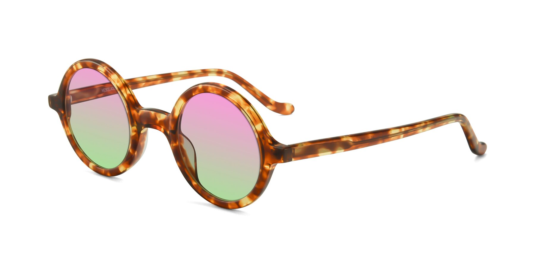 Angle of Chaplin in Tortoise with Pink / Green Gradient Lenses