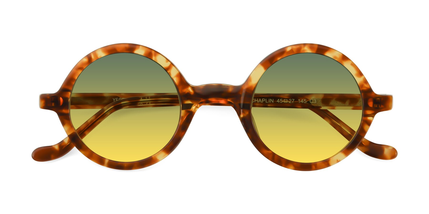 Folded Front of Chaplin in Tortoise with Green / Yellow Gradient Lenses