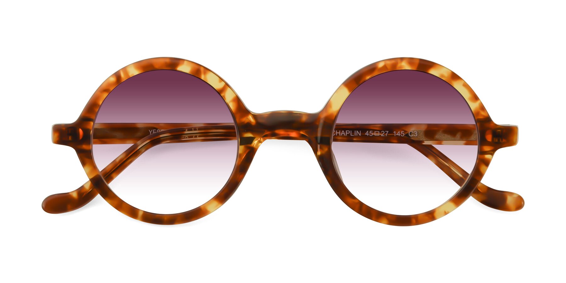 Folded Front of Chaplin in Tortoise with Wine Gradient Lenses