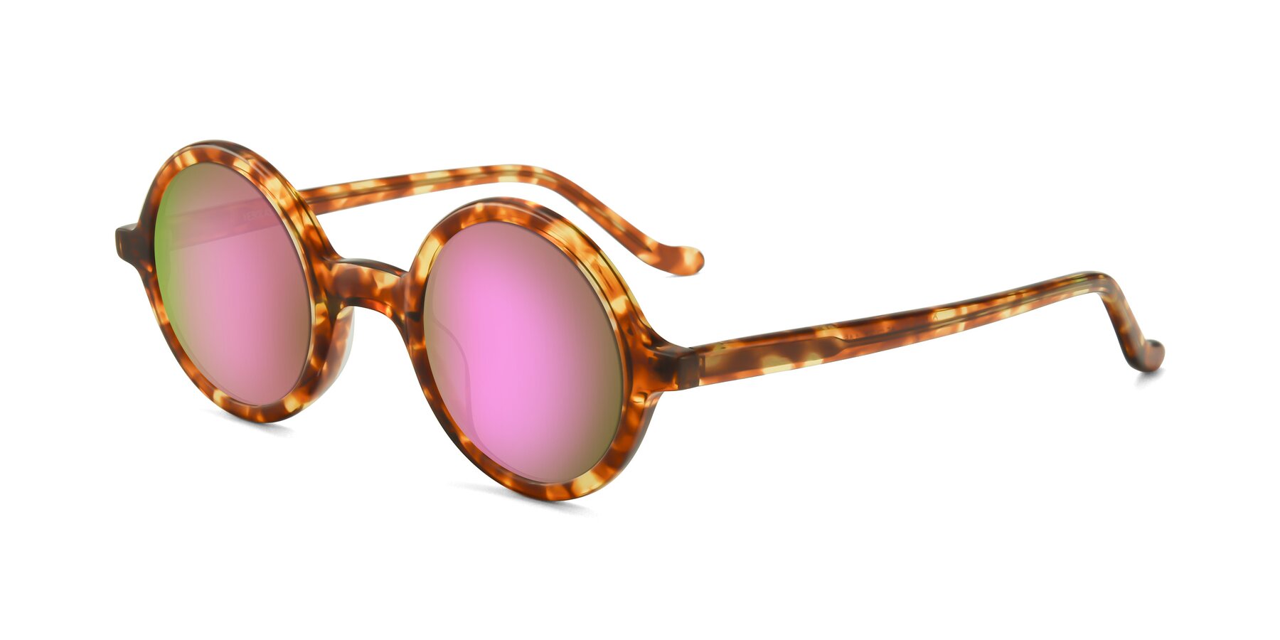Angle of Chaplin in Tortoise with Pink Mirrored Lenses