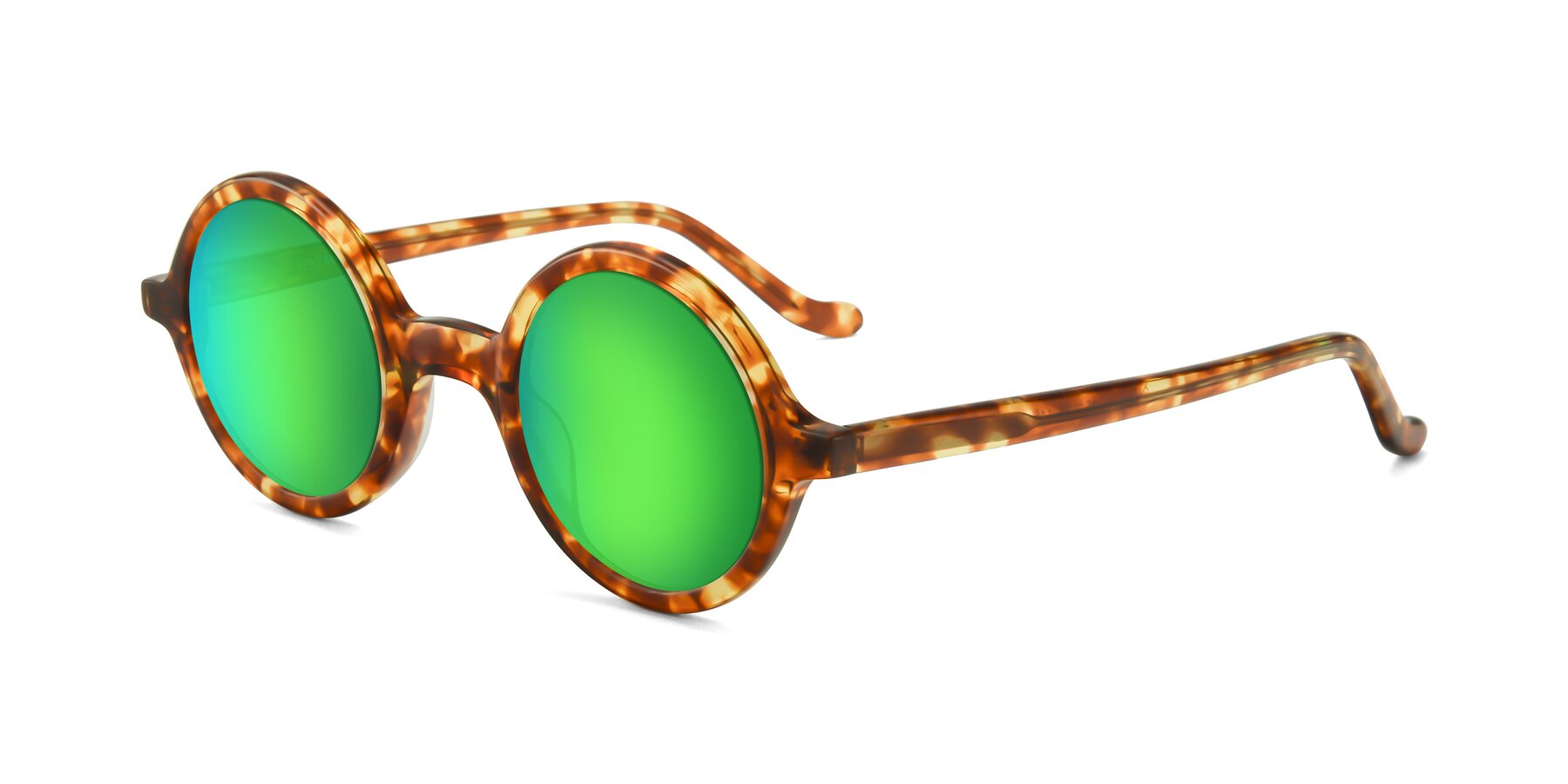 Angle of Chaplin in Tortoise with Green Mirrored Lenses