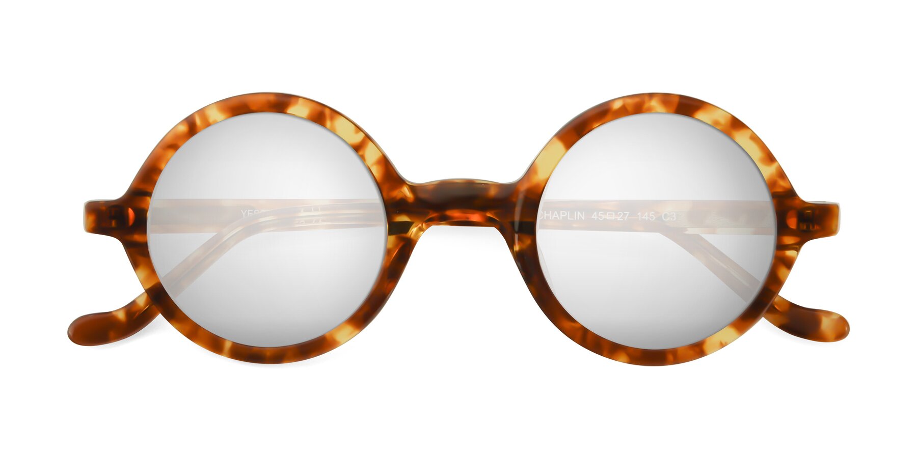 Folded Front of Chaplin in Tortoise with Silver Mirrored Lenses
