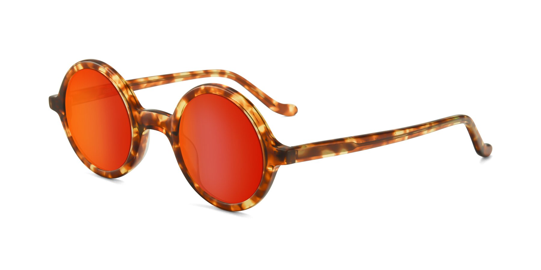 Angle of Chaplin in Tortoise with Red Gold Mirrored Lenses
