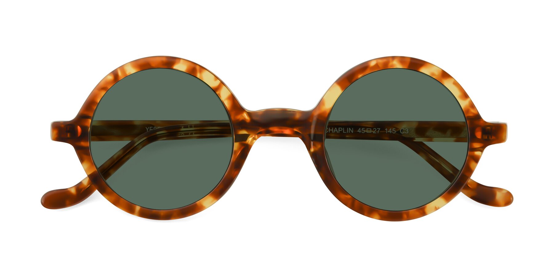 Folded Front of Chaplin in Tortoise with Green Polarized Lenses