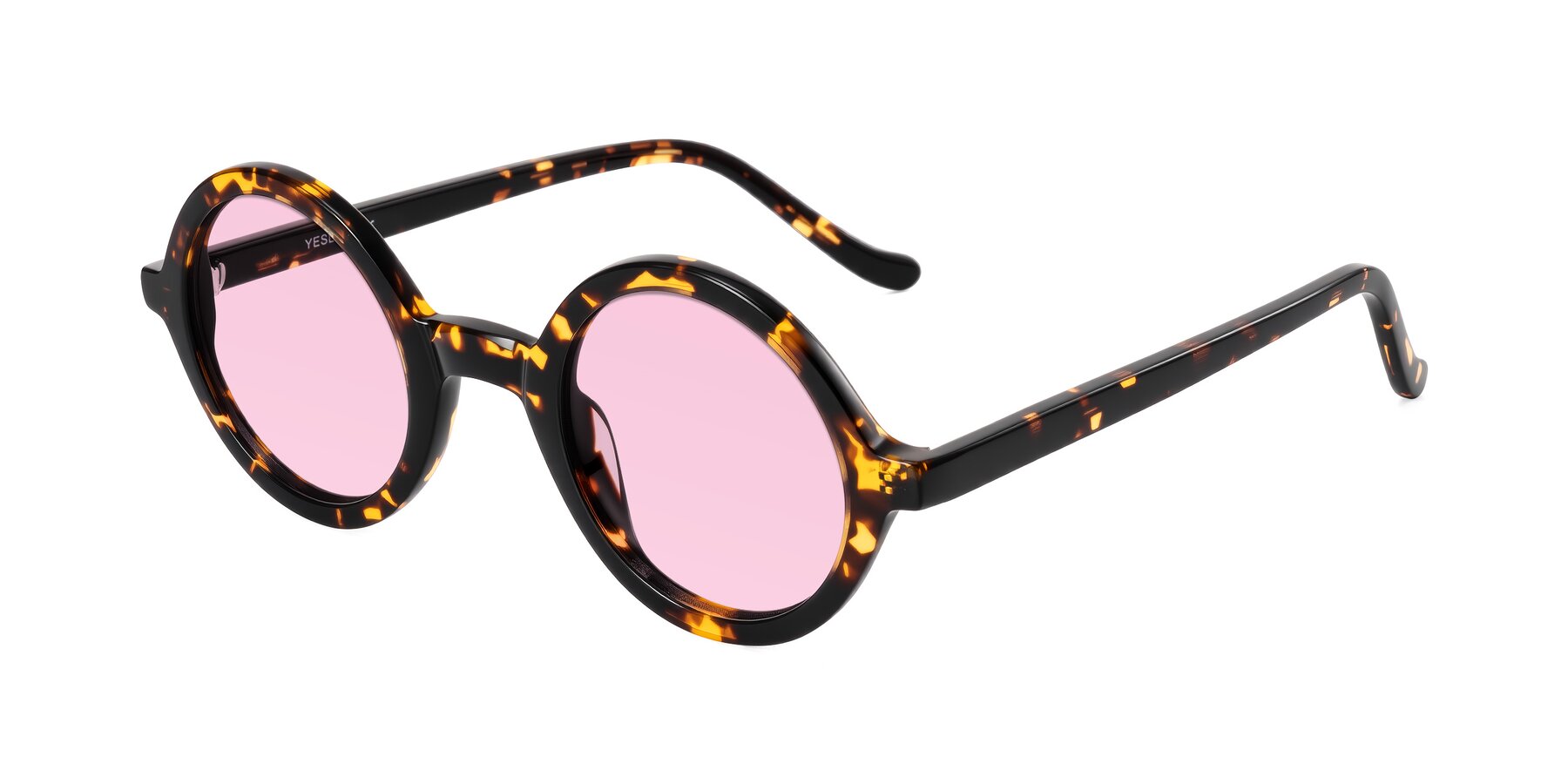 Angle of Chaplin in Dark Tortoise with Light Pink Tinted Lenses